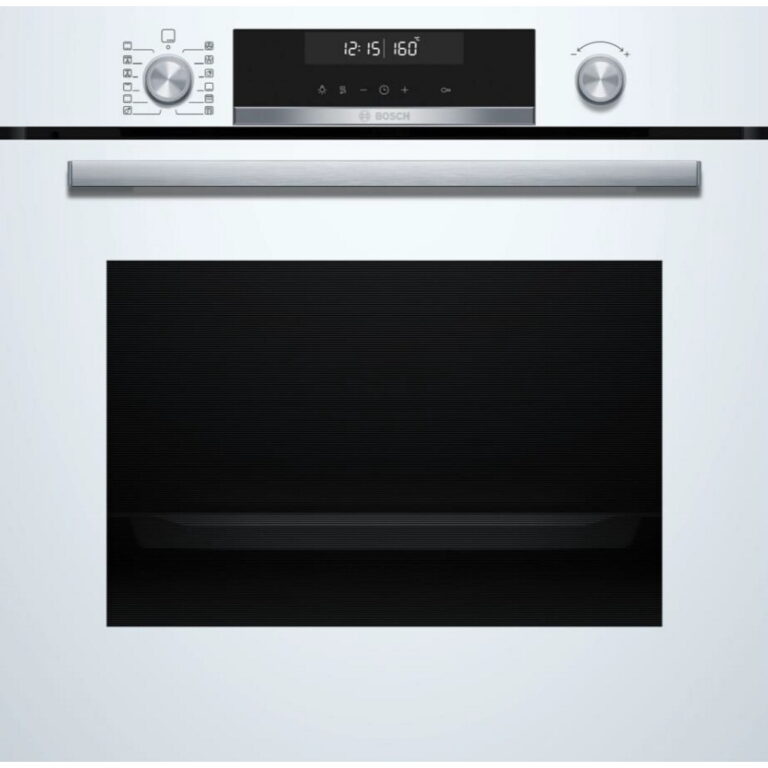 תנור בוש Bosch HBG578EW3 בגימור לבן, מבט חזיתי על הדלת והפקדים