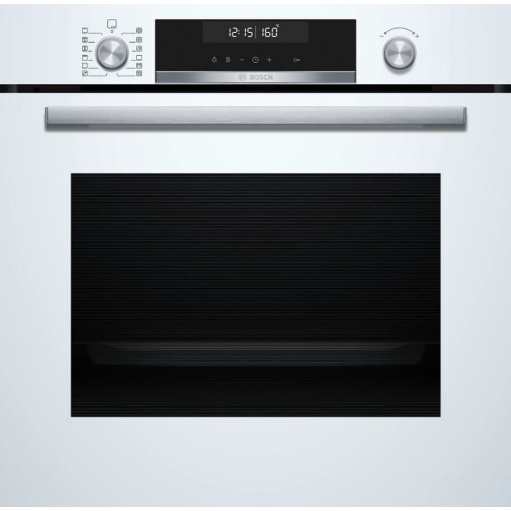תנור בוש Bosch HBG578EW3 בגימור לבן, מבט חזיתי על הדלת והפקדים