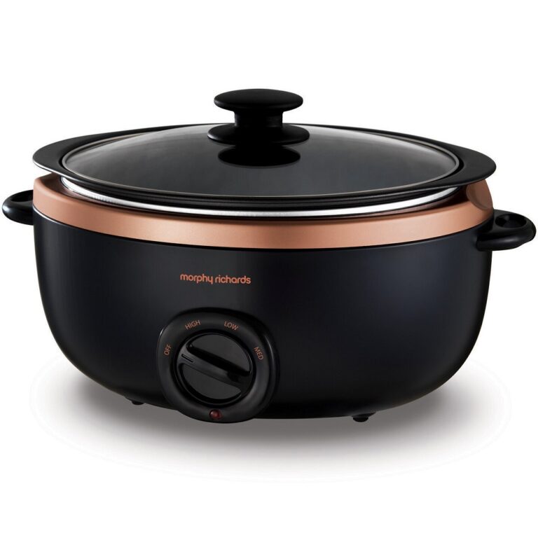 סיר בישול איטי Morphy Richards 461016 בגוון שחור ורוז גולד, עם מכסה זכוכית ובורר ידני